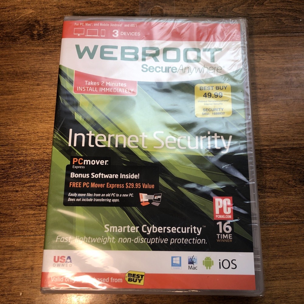 Webroot Secure Anywhere~for PC/Mac/Mobile (Android & iOS)~3 Devices Internet Sec
