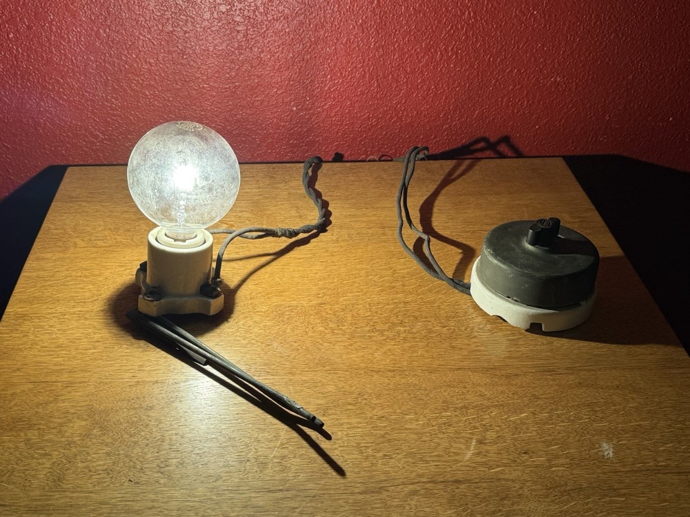 Antique Perkins Brand Light With Large Switch