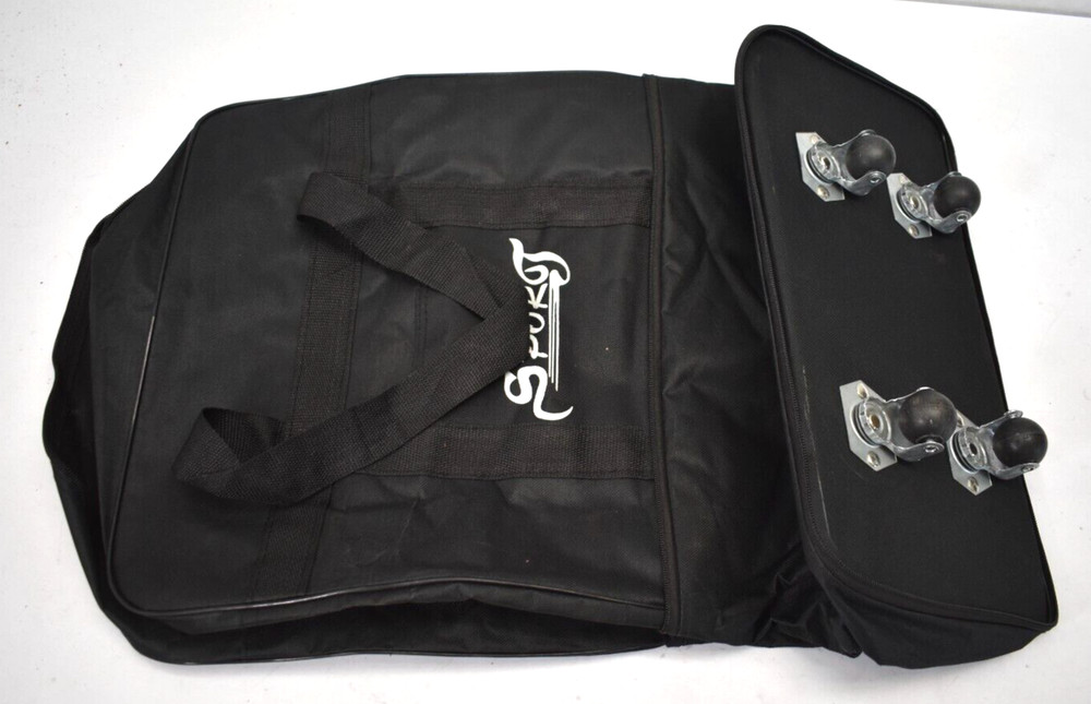 Collapsible Roller Backpack Bookbag Black/White Zipper Closure Adjustable Size