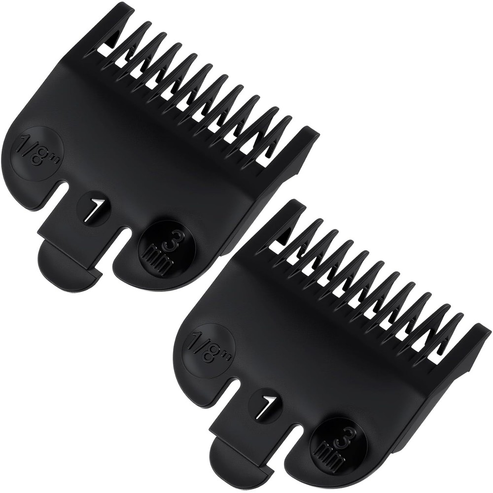 2 Pcs Black Replacement Clipper Guards 1/8'' - Ideal for Professional Grooming