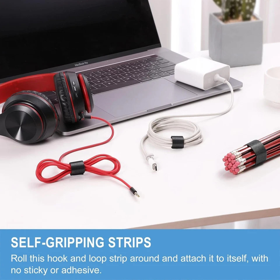 2In X 12Ft | Hook and Loop Straps Heavy Duty | Double Sided Self-Gripping Strips
