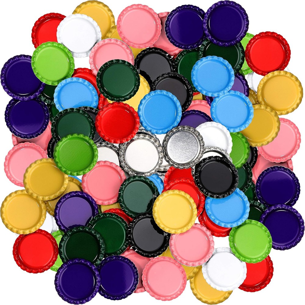 100 PCS Flat Bottle Cap Craft Stickers Double Sided Mixed