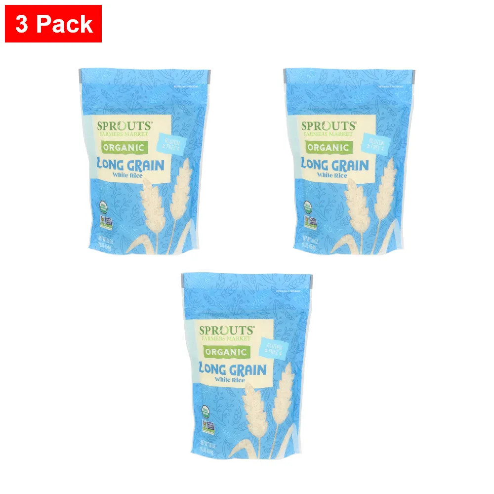 Sprouts Organic Long Grain White Rice 16 oz  - 3 Packs