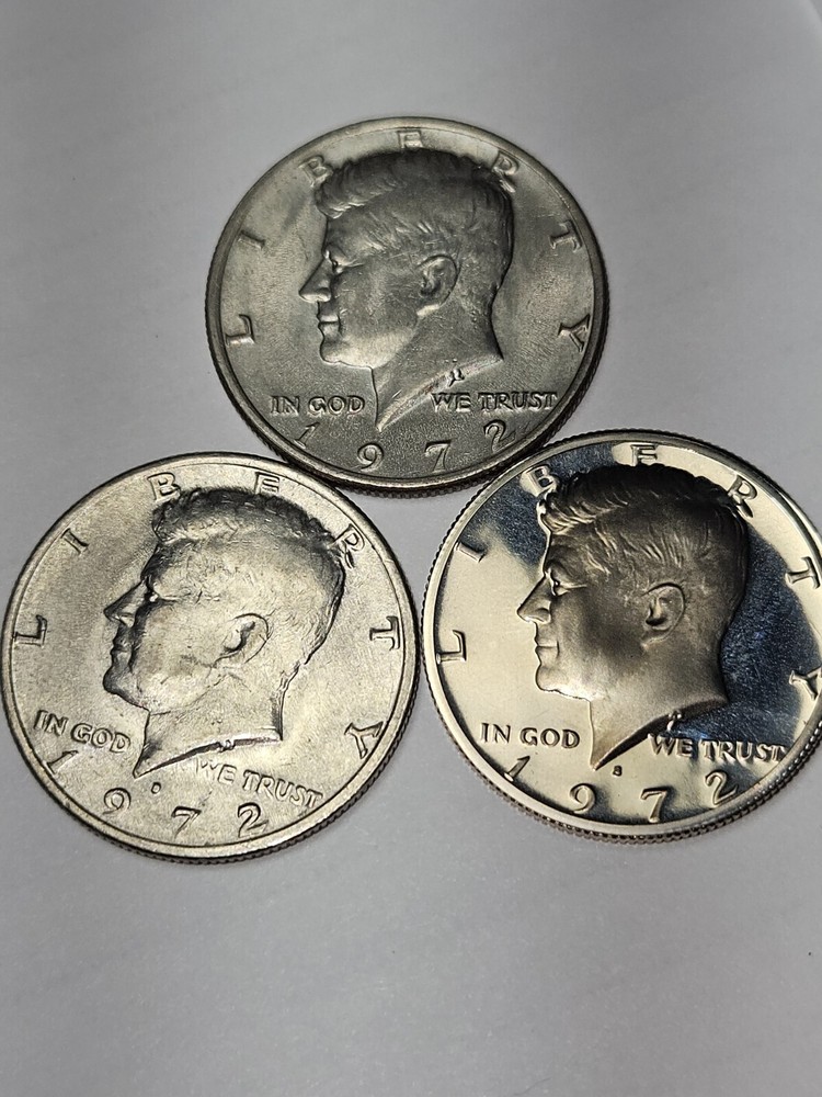 1972 P D S Kennedy Half Dollar Trio
