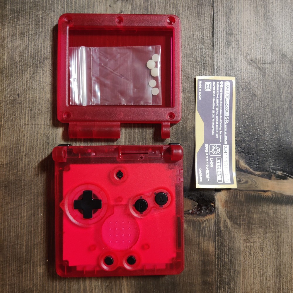 Gameboy Advance SP Clear RED Replacement Shell Housing IPS Ready Trim