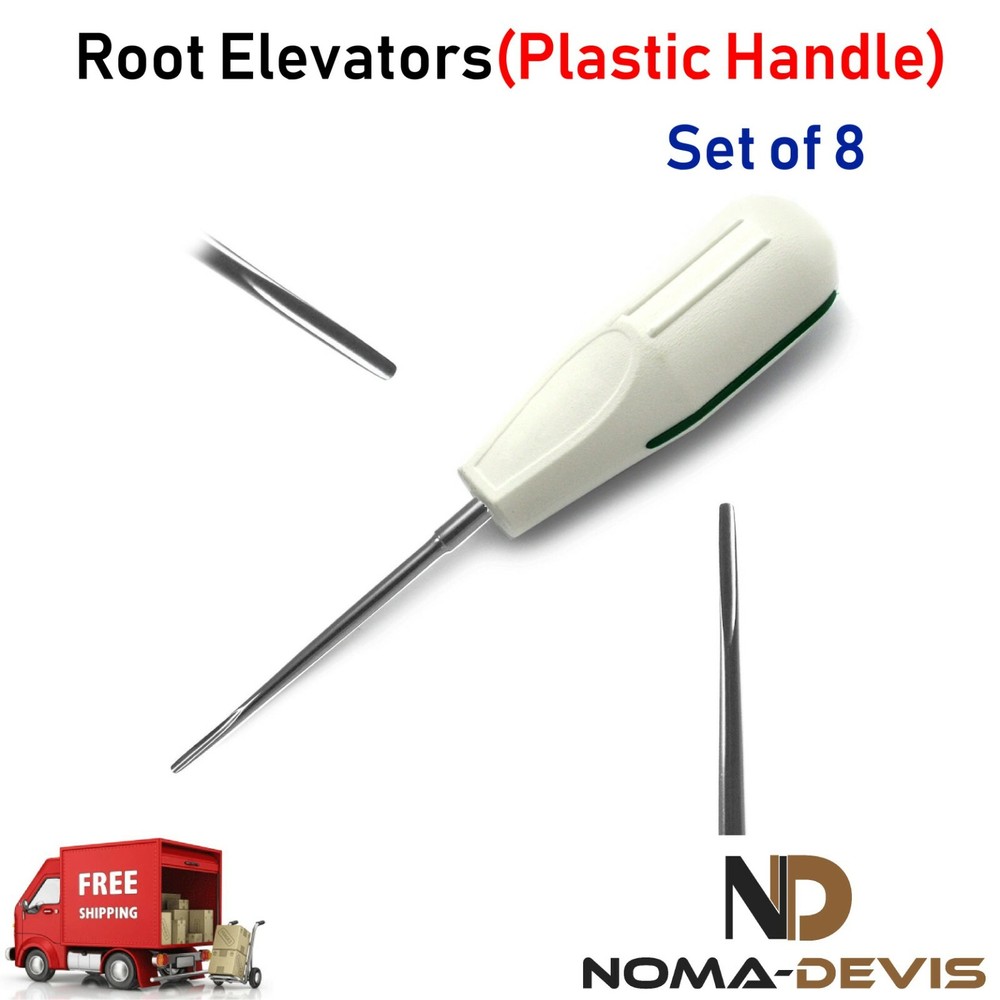 Surgical Root Elevators Tooth Extraction PDL Periotome Plastic Handle Set of 8