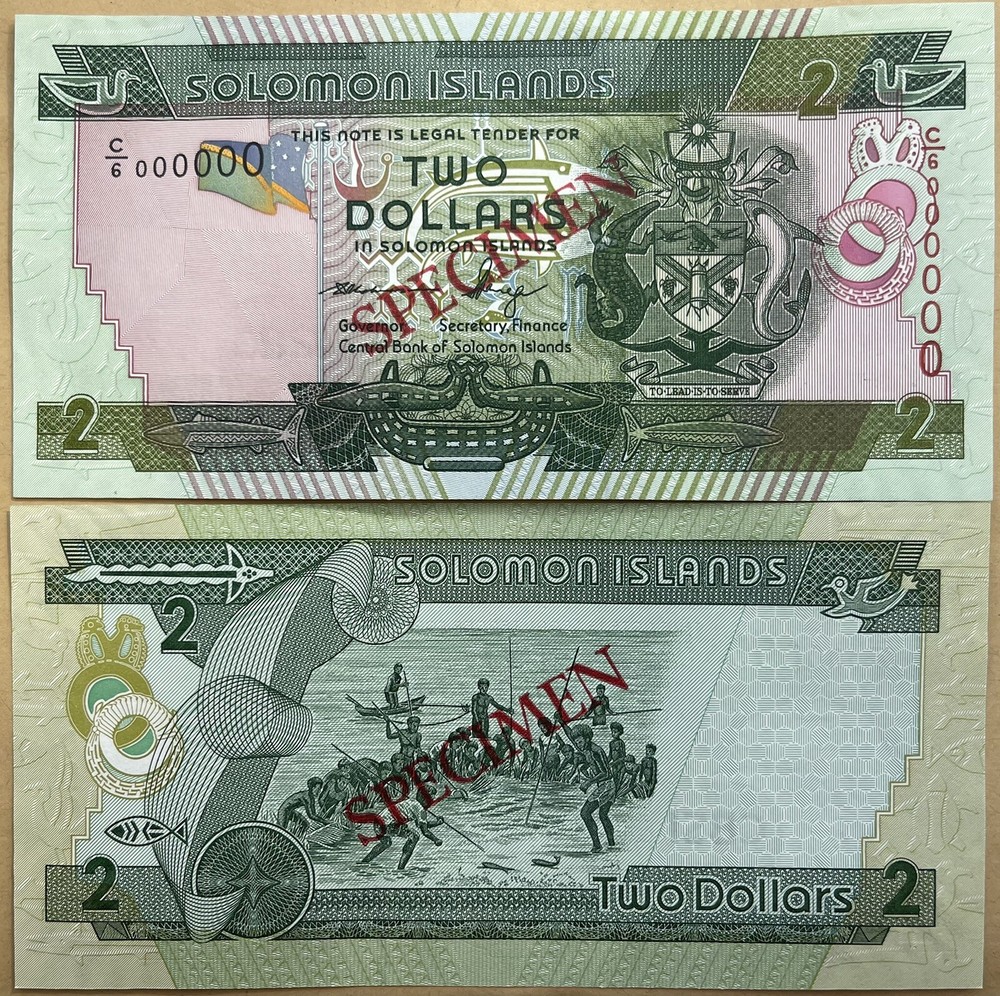 Solomon Islands 2 dollars 2011 P-25 UNC SPECIMEN prefix C/6