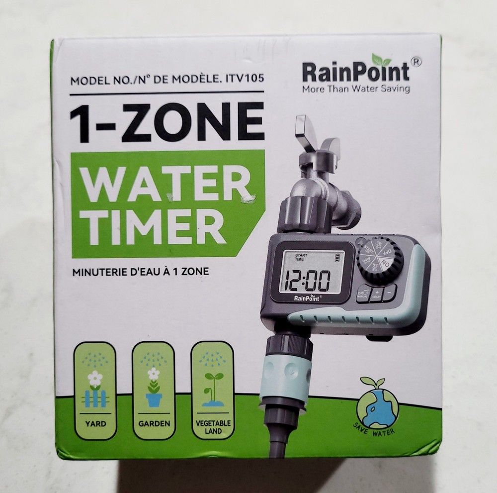 NEW RainPoint Programmable 1 Zone Water Timer Model Number ITV105 OPEN BOX