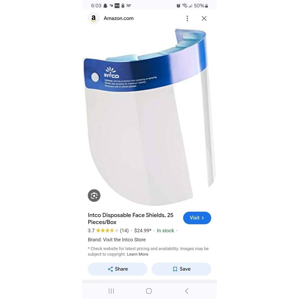 INTCO Face Shields 1 Box Quantity 30