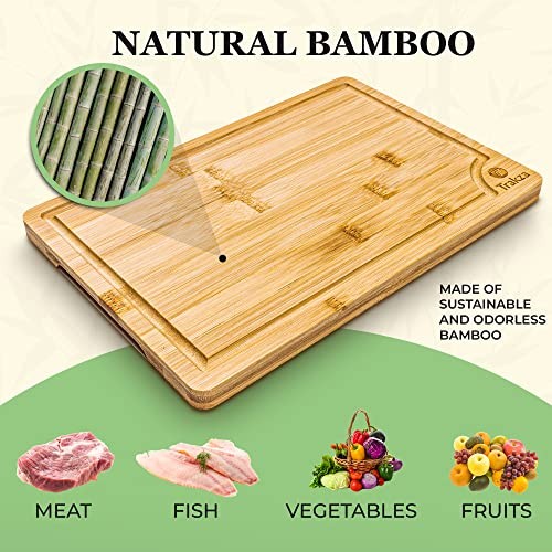 Bamboo Cutting Board Set - Durable Kitchen Cutting Boards For Chopping Fruit,