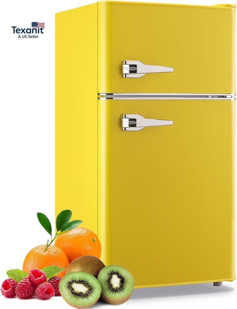 Compact Mini Refrigerator 3.5 Cu.Ft Small Refrigerator with Freezer, Retro Mini