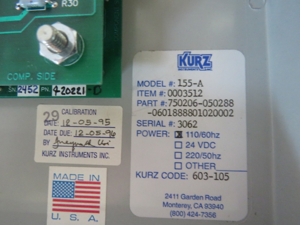 KURZ SERIES 155 ADAM MASS FLOW COMPUTER 155-A NEW