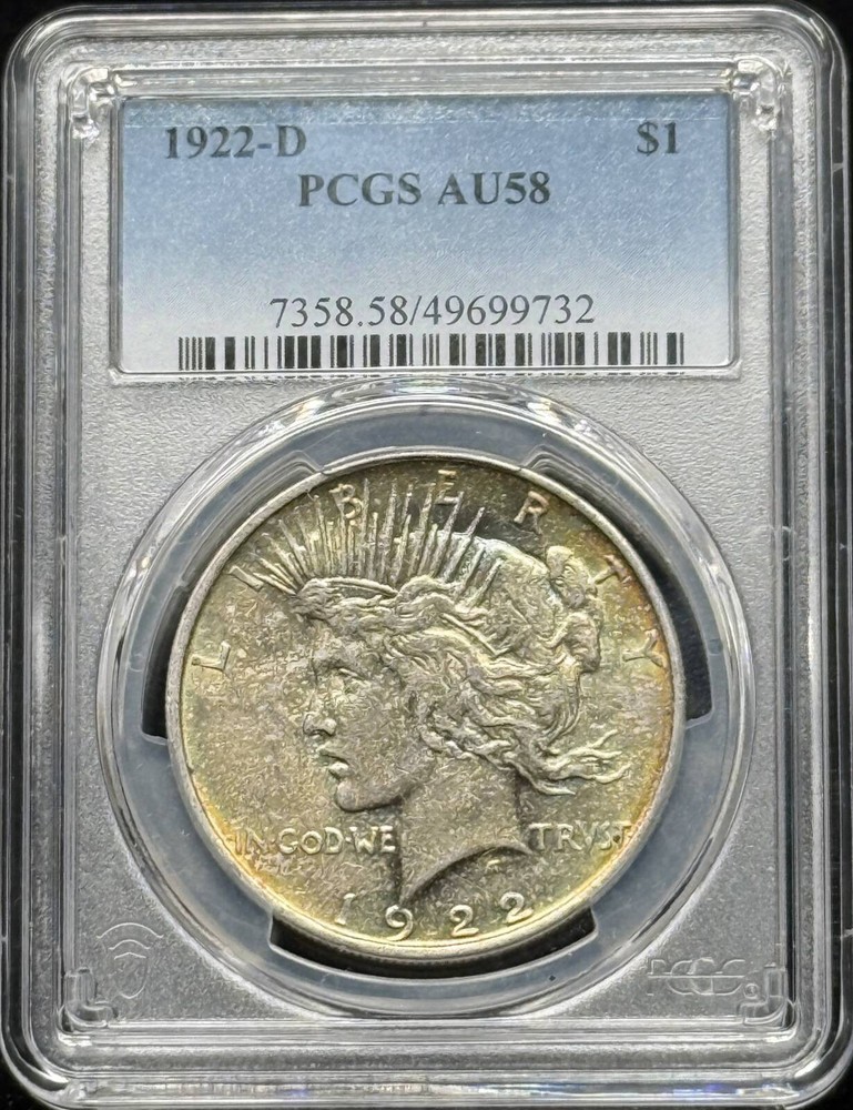 1922 D Peace Silver Dollar PCGS AU-58