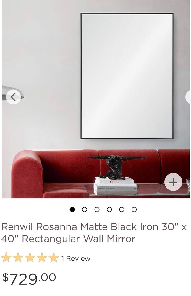 Renwil Rosanna Matte Black Mirror 30x40