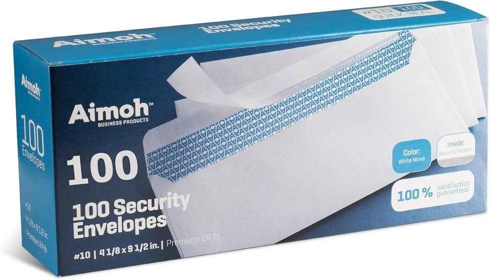 100 Count Security Envelopes | No Window, Self-Seal for Safe Mailing