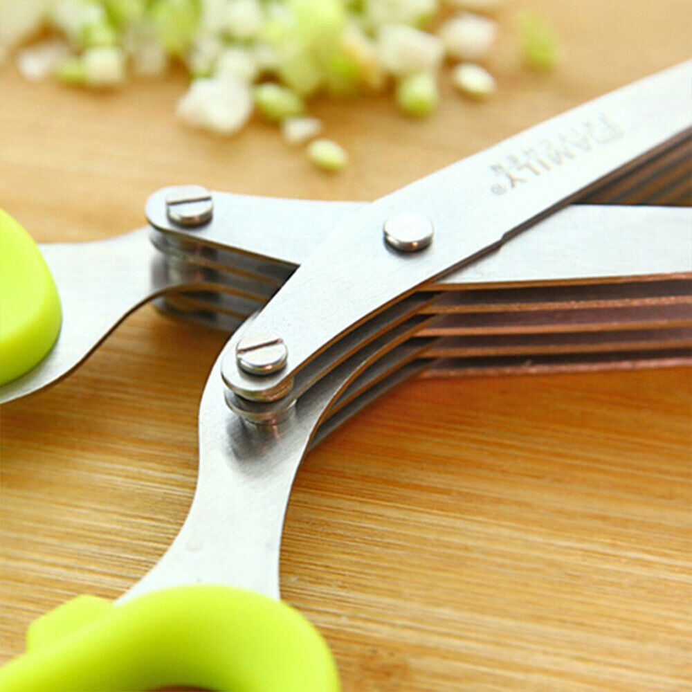 Herb Scissors Chop Herbs Easily with 5 Blade Scissors Onion Cutter Kitchen Tool