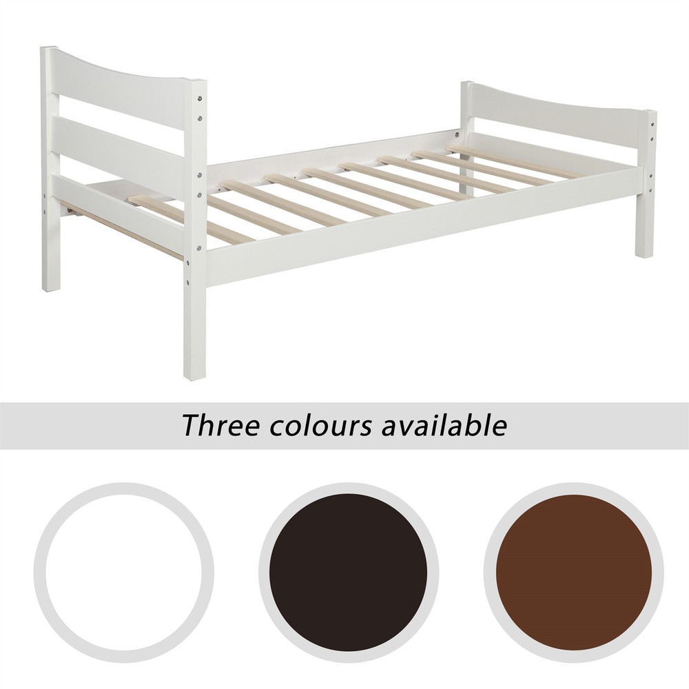 Twin Size Bed Frame Wood Platform Bed Frame with Headboard White/Walnut/Espresso