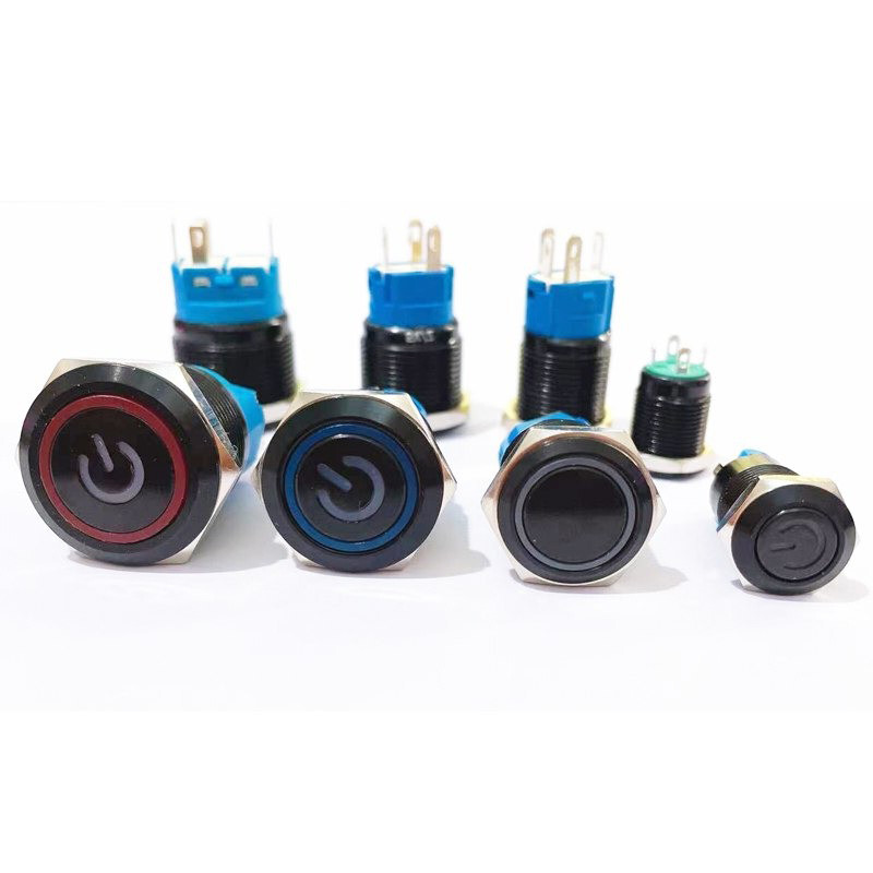 Metal Black Push Button Switch LED Momentary Latching Pc Boat Car Light Switch