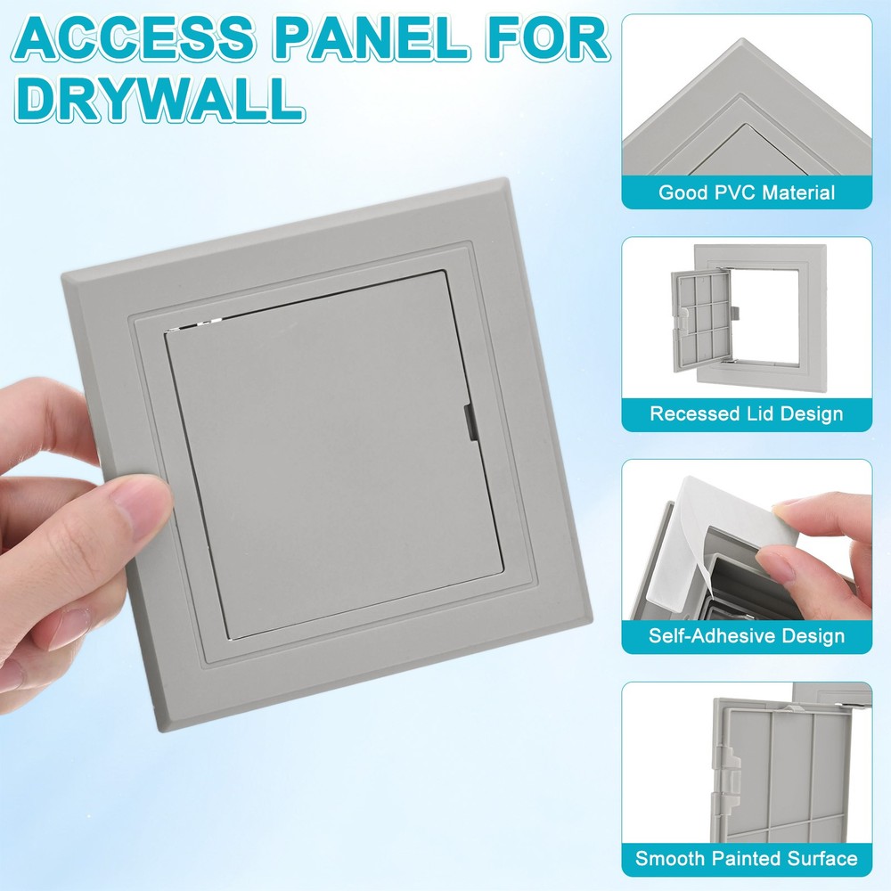 1-Pack Access Panel for Drywall, 3.7x3.7" Plastic Self Adhesive Cover [Gray]