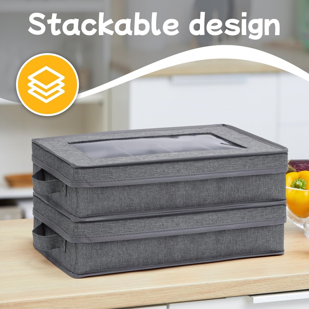 Lafulling Silverware Storage Box, Flatware Storage, 17"X10.5"X4", Grey