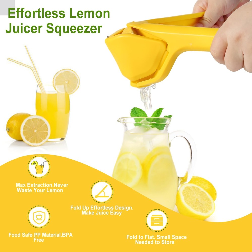 Lemon Squeezer, Effortless Manual Flat Lime Juicer Squeezer, Hand Citrus Pres...