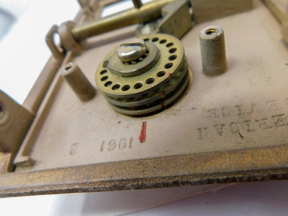 1960's Brass US Post Office Mail Box Door Combination Lock American Device Small