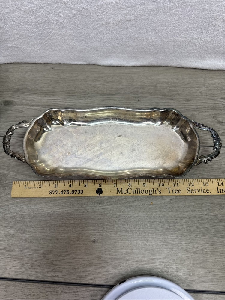 Vintage FB Rogers Silverplate Footed Rectangular Serving Tray 5.5" x 14"