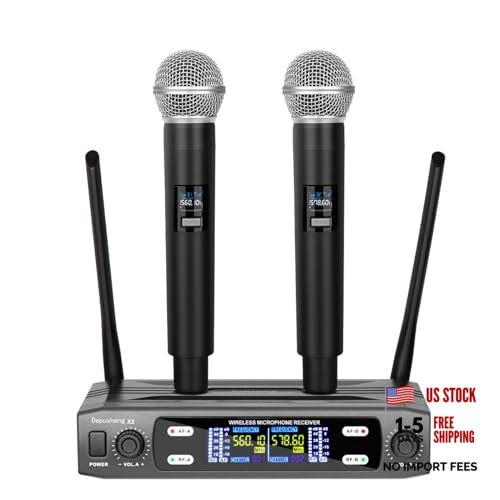 Wireless Microphone System, VHF Fixed Dual Frequency Wireless Set with 2