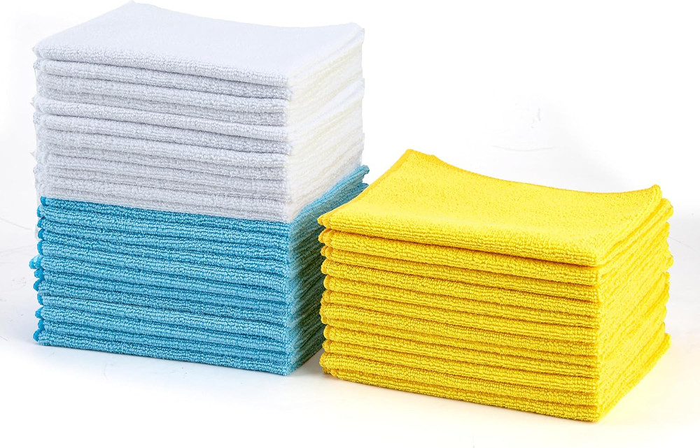 Amazon Basics Microfiber Cleaning Cloths, Non-Abrasive, Reusable and Washable, P