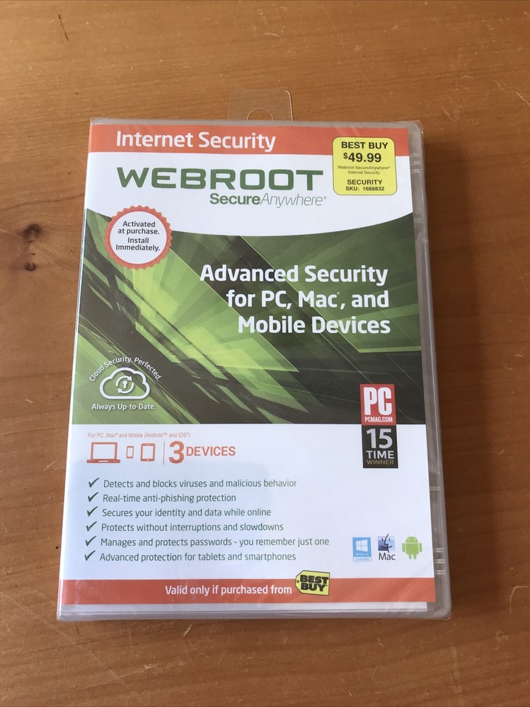 Webroot Secure Anywhere - 3 Devices, NEW Sealed
