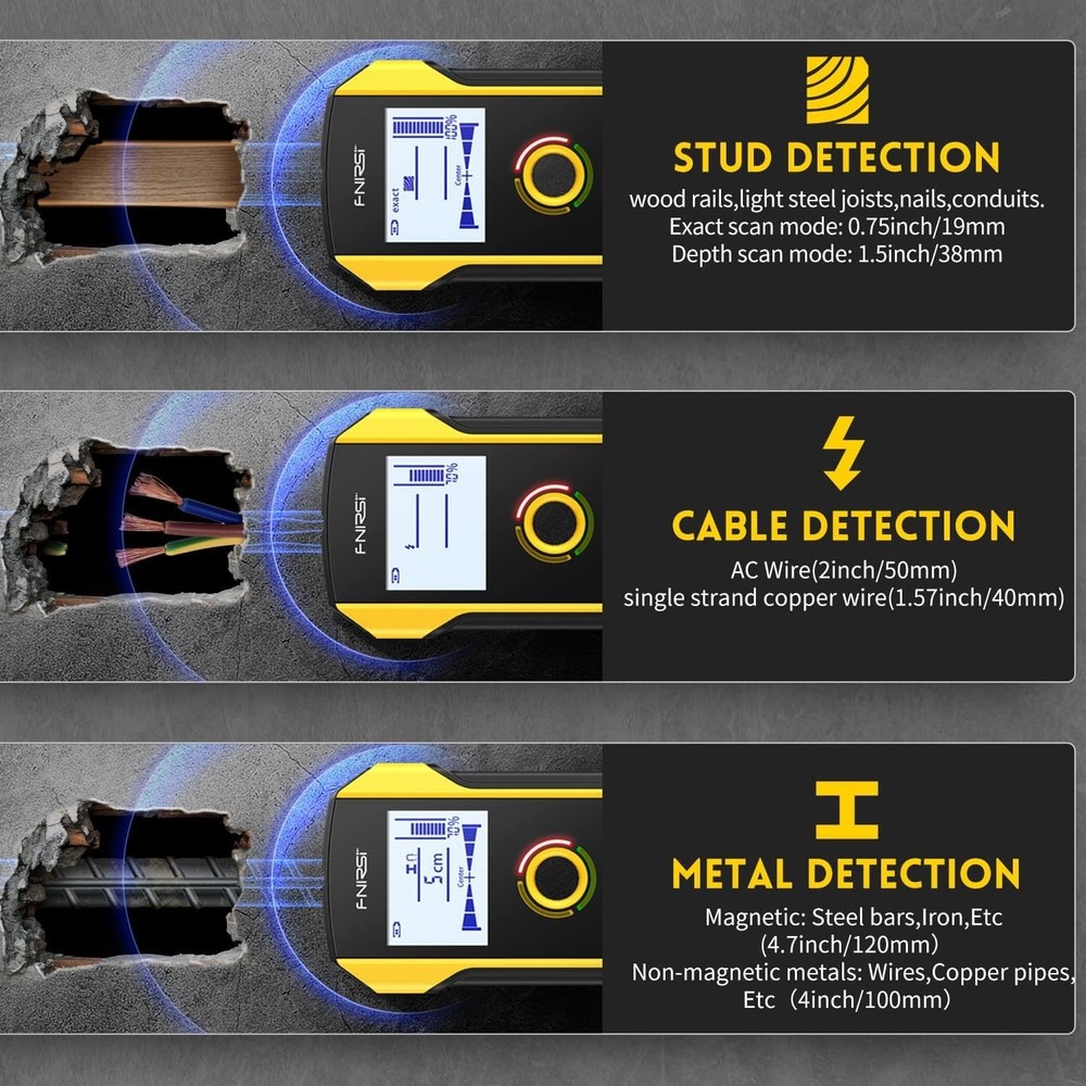 6-in-1 Stud Finder Wall Scanner: Precision Detection with LCD Display & Alarm