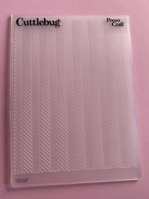 Cricut Cuttlebug Herringbone Embossing Folder 4" X 6" Clear Plastic Provo Craft