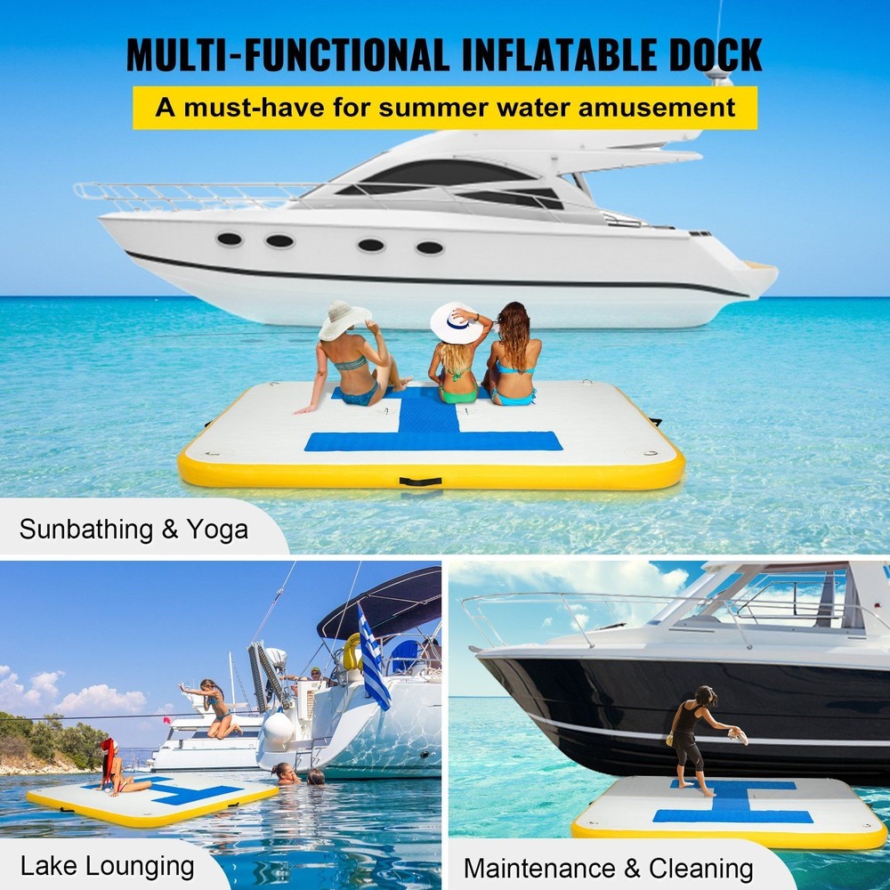 8x5ft Inflatable Dock Platform with Electric Air Pump & Floating Base