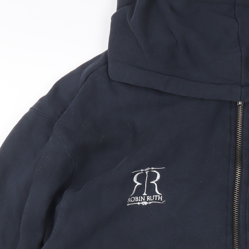Robin Ruth Men Blue L Basic Hooded Full Zip Cotton Jacket