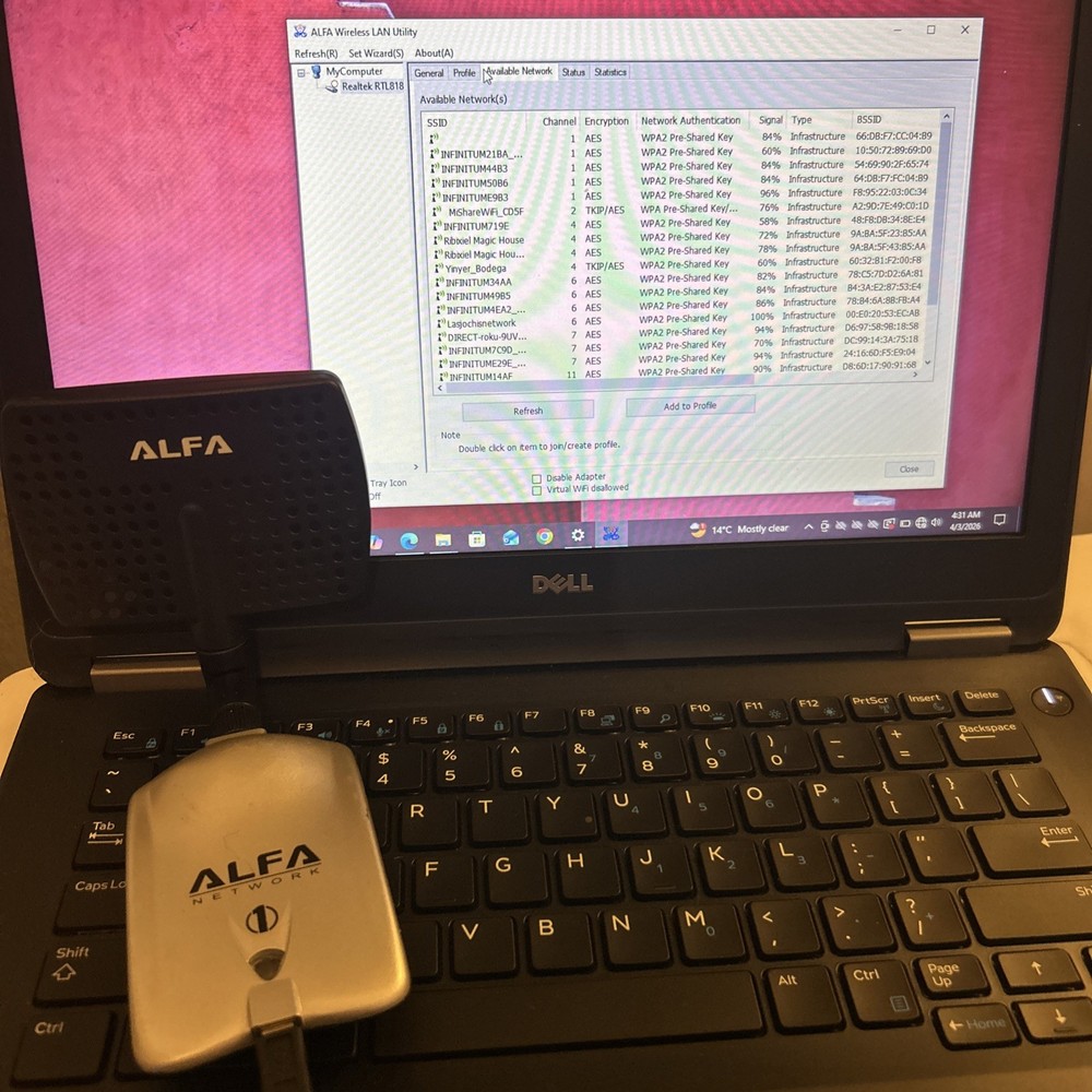 ALFA AWUS036H USB WiFi Adapter Long Range Kali Linux w/ Antenna tested!!!