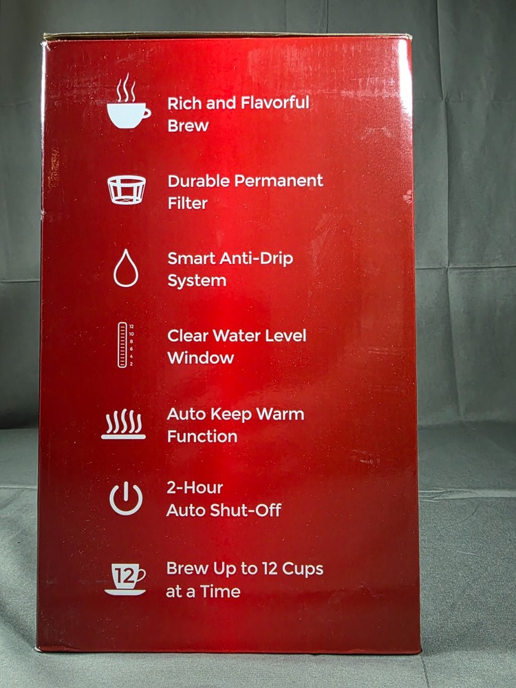 Mueller 12-Cup Drip Coffee Maker Auto Keep Warm Function Smart Anti-Drip