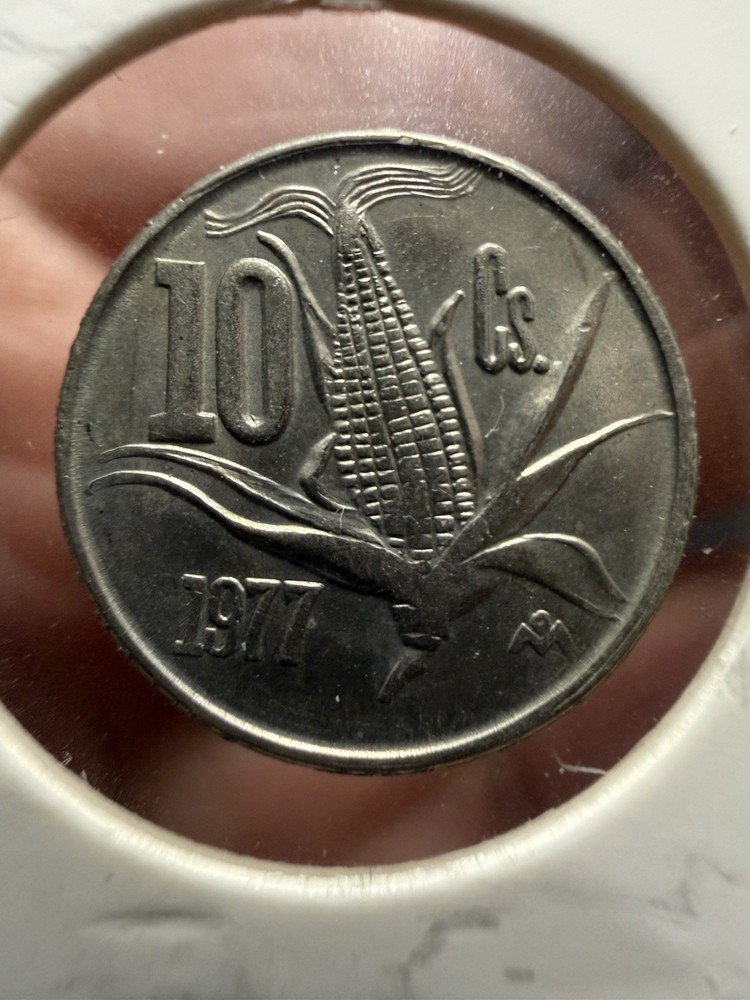 1977 Mexico 10 Centavos Corn Coin - AU
