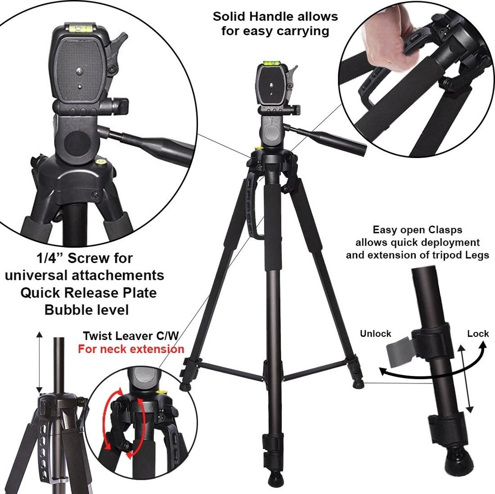 72" Full Size Heavy Duty Universal Camera Video Tripod