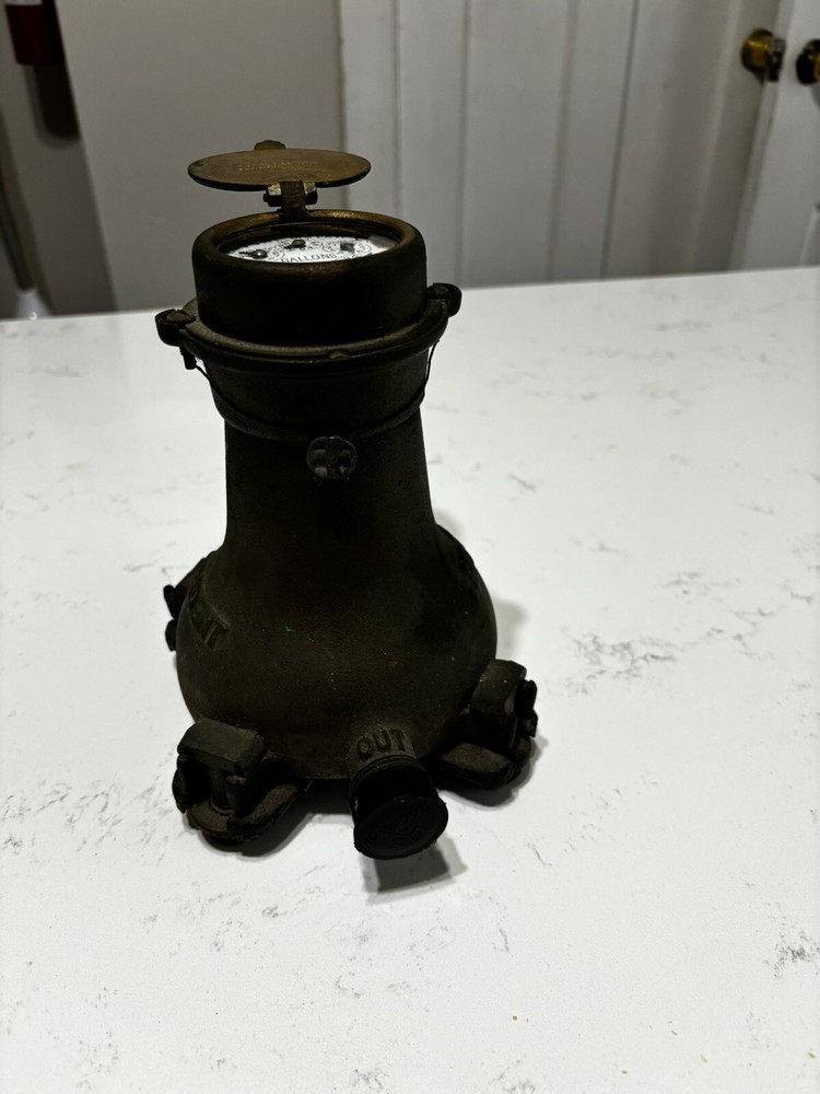 Vintage Brass Water Meter Neptune Trident Complete