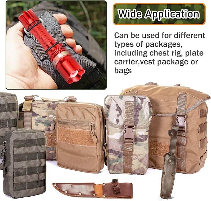 10pcs Tactical Molle Webbing Retainer Elastic Binding Buckle Small Tool Retainer