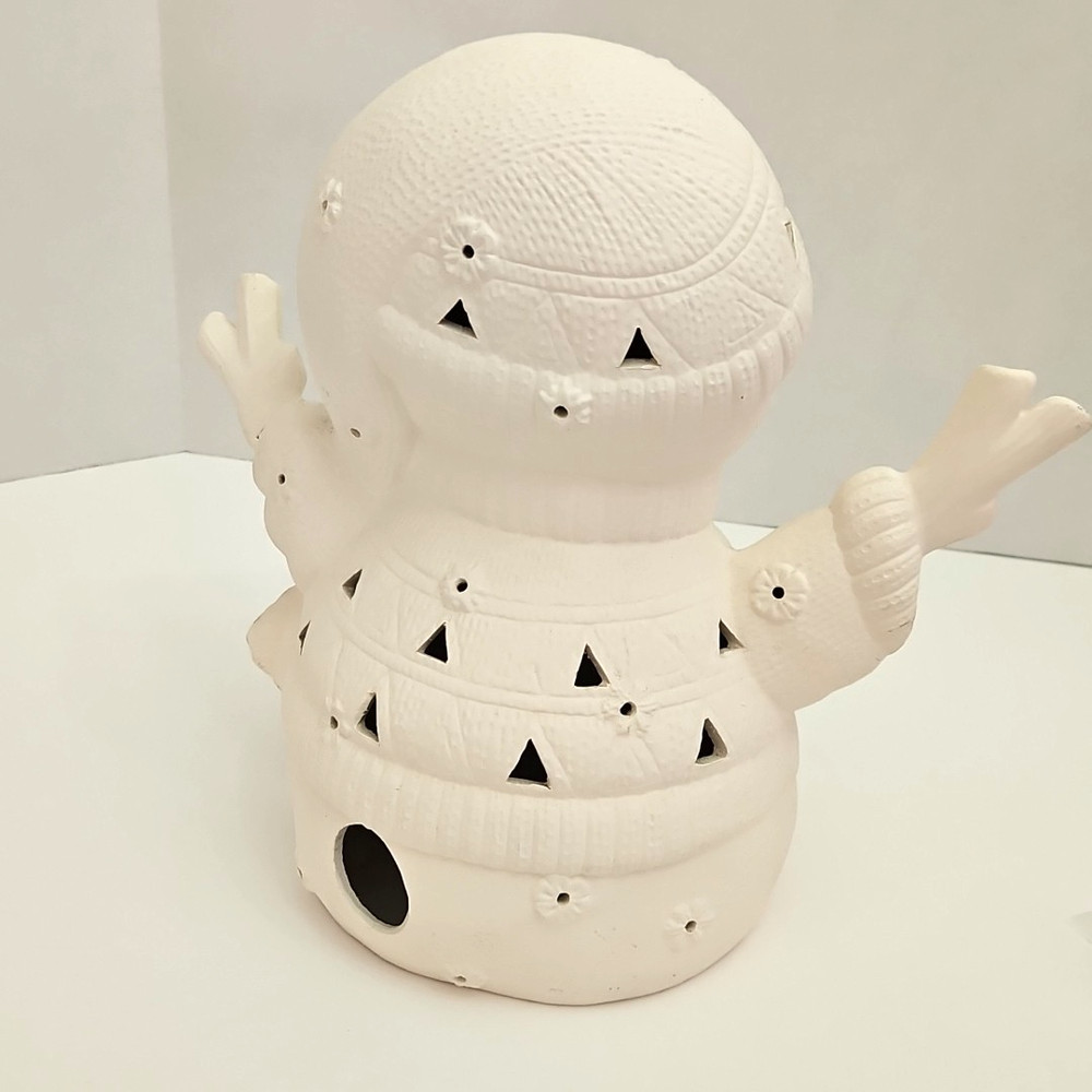 Light Up Snowman Ceramic Bisque Ready to Paint Kit w/ Replaceable Bulbs & Cord
