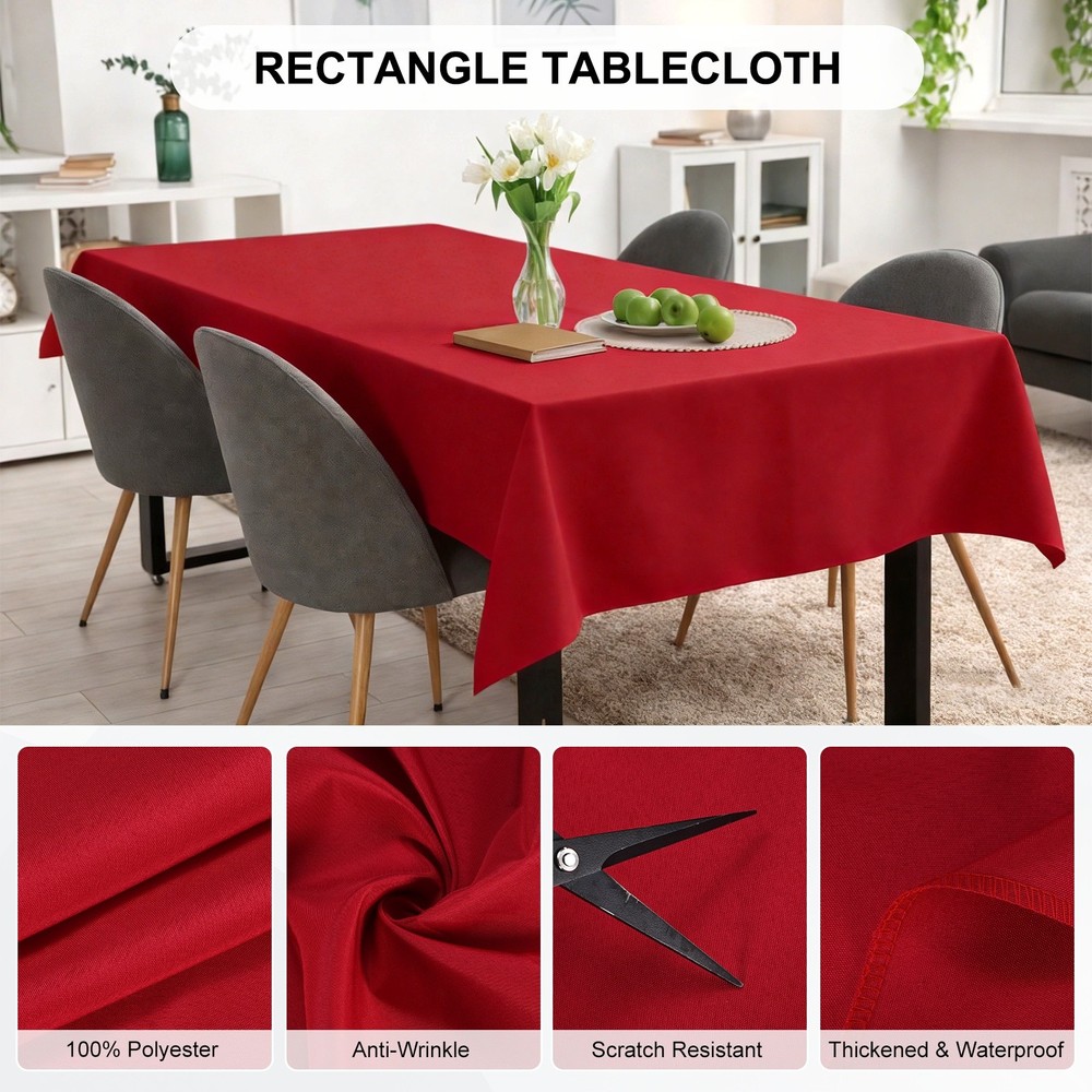 160x250cm Rectangle Tablecloth, Thickened Polyester Table Cloth Red