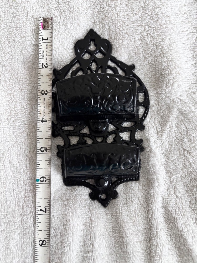 CAST IRON DOUBLE BASKET MATCH HOLDER WALL MOUNTED