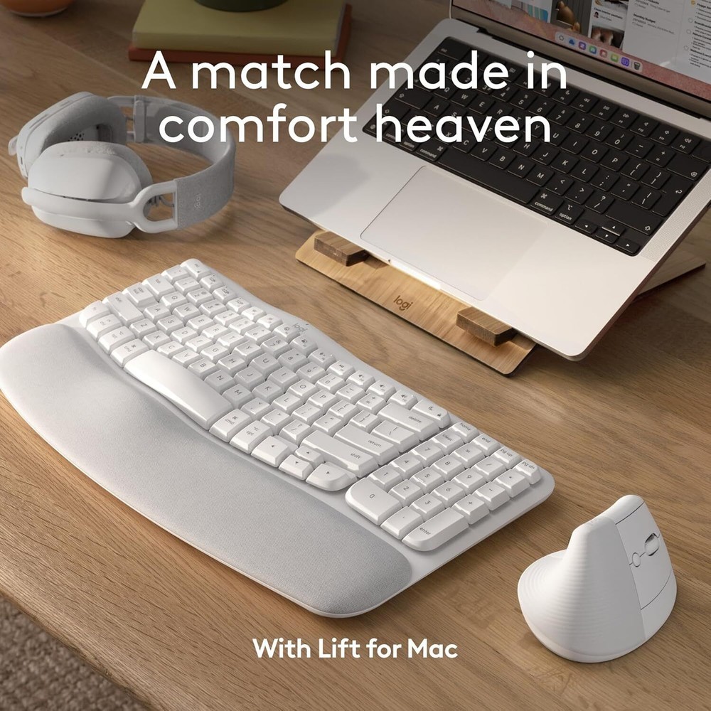 Logitech Wave Keys for Mac, Wireless Ergonomic Keyboard, for Mac, Apple, iPad