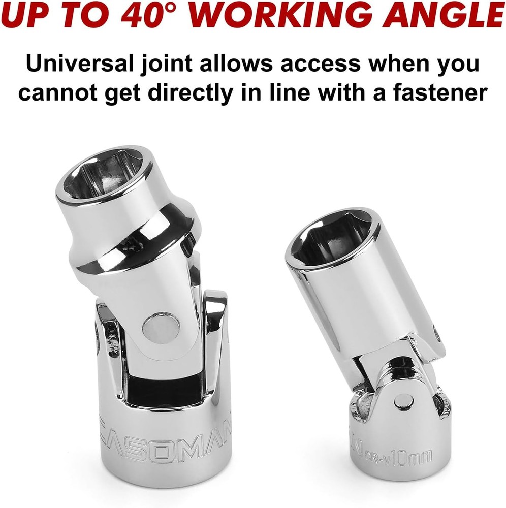 10-Piece Shallow Deep Impact Socket & Flex Socket Set - 10mm, 1/4" & 3/8" Drive