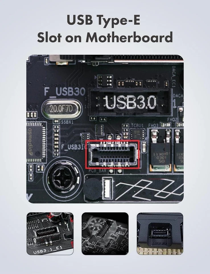 GRAUGEAR 20Gbps USB 3.2 Gen 2x2 USB-C Front Panel Type-C Adapter, Silver