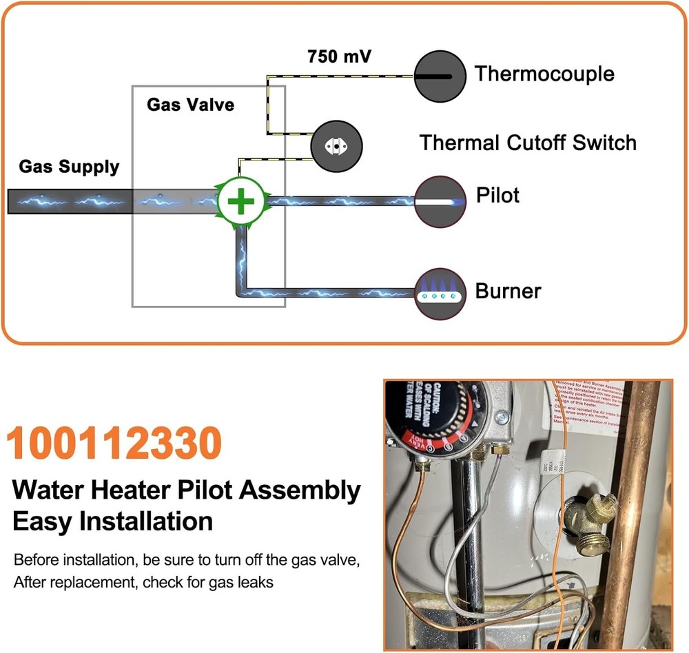 Water Heater Pilot For Whirlpool N30T61-303 N40T62-403 N40T61-353 50T6-40NG-400