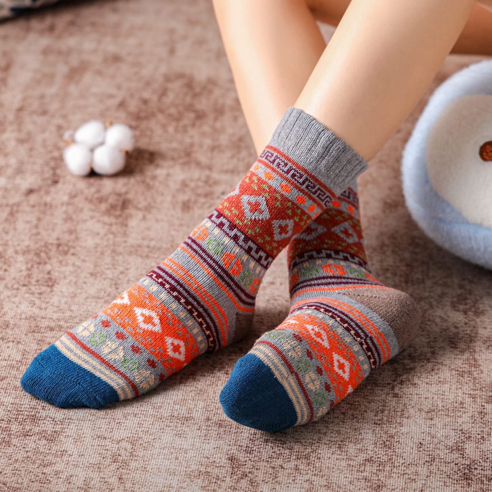 Nimalpal 5 Pairs Wool Socks - Boot 6-10, 5 Multicolor