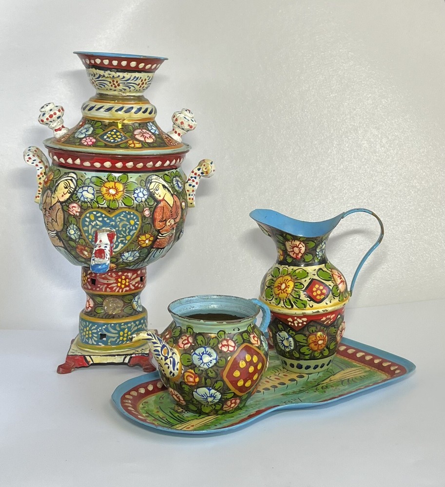 Vintage Hand Painted Decorative "Kohy" Persian Samovar Set