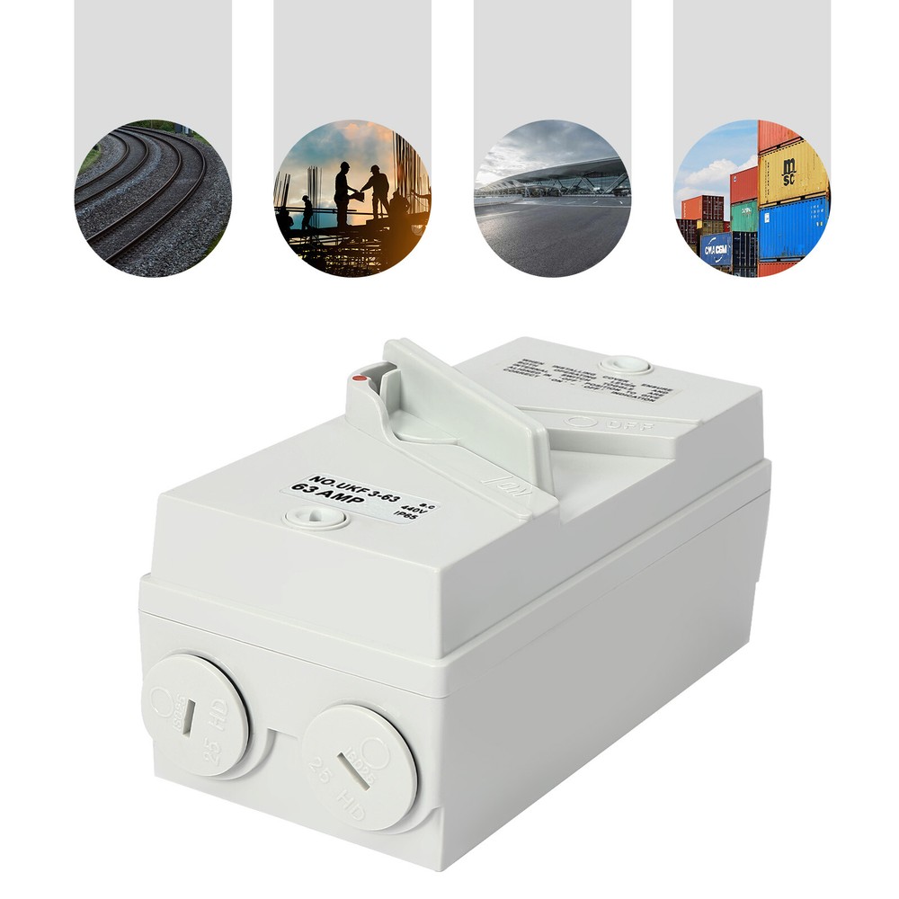 3-pole Waterproof Isolating Switch Three-phase Wall Mounted 63A 440V 3 Way USA